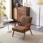 Poltrona lounge imbottita Mid-Century Modern, poltrona accentata in tessuto, robusta struttura in legno