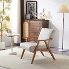 Poltrona lounge imbottita Mid-Century Modern, poltrona accentata in tessuto, robusta struttura in legno
