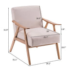 Poltrona lounge imbottita Mid-Century Modern, poltrona accentata in tessuto, robusta struttura in legno