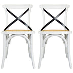 Set di 2 sedie da pranzo in legno stile antico rustico, schienale a croce, rattan con schienale a X, scuro, per camera da letto, ristoranti, hotel