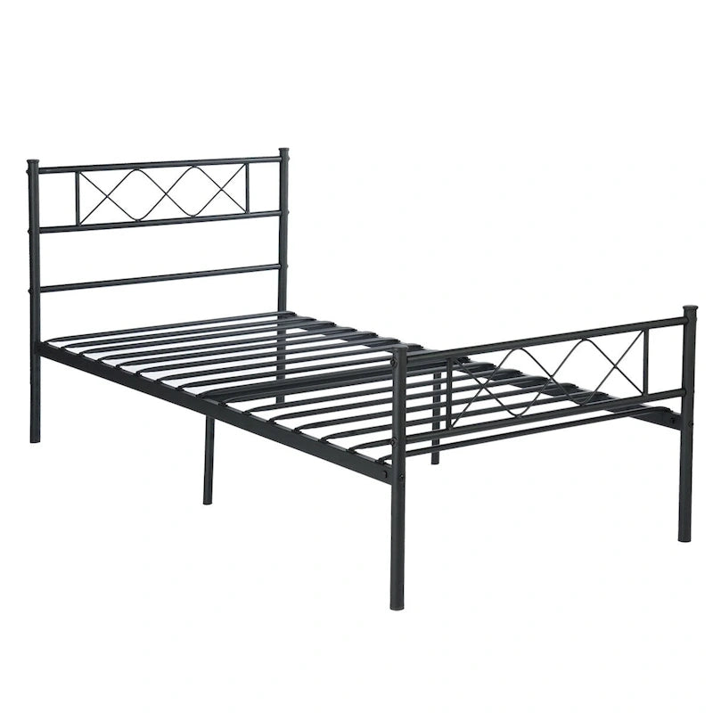 Base Letto in Metallo Facile da Montare con Testiera, Contenitore Sottoletto, Disponibile in Diversi Colori.