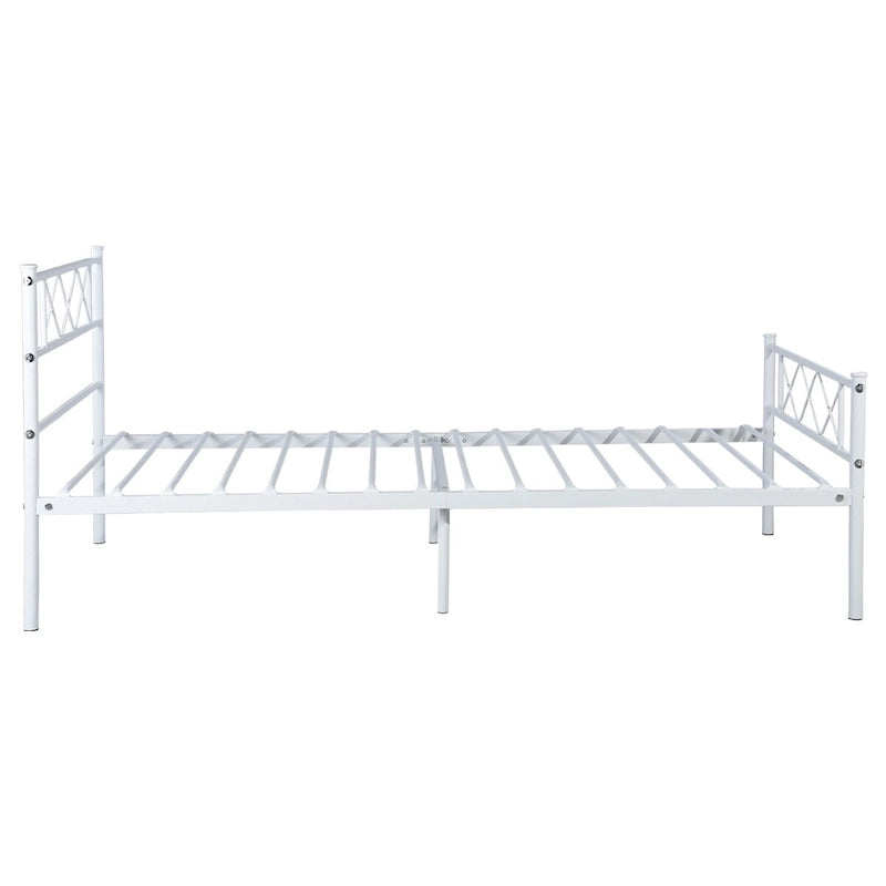 Base Letto in Metallo Facile da Montare con Testiera, Contenitore Sottoletto, Disponibile in Diversi Colori.