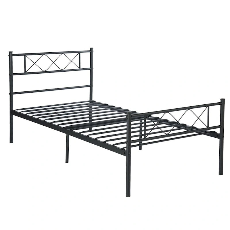 Base Letto in Metallo Facile da Montare con Testiera, Contenitore Sottoletto, Disponibile in Diversi Colori.
