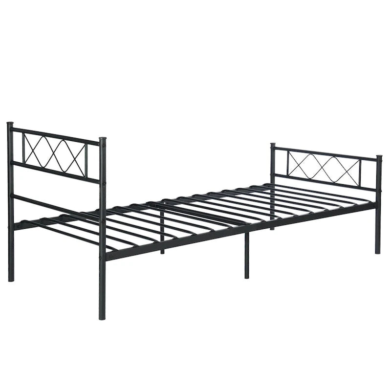 Base Letto in Metallo Facile da Montare con Testiera, Contenitore Sottoletto, Disponibile in Diversi Colori.