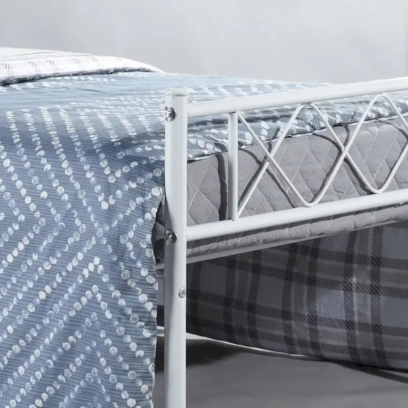 Base Letto in Metallo Facile da Montare con Testiera, Contenitore Sottoletto, Disponibile in Diversi Colori.