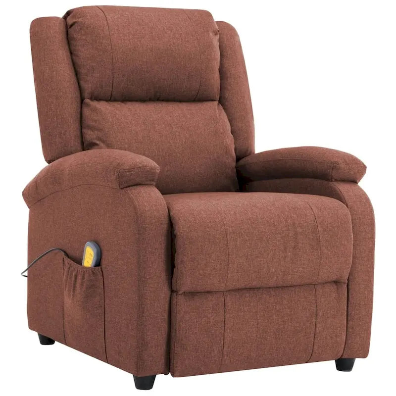 Poltrona reclinabile massaggiante in tessuto marrone, 71x92x96cm, poltrona relax