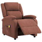 Poltrona reclinabile massaggiante in tessuto marrone, 71x92x96cm, poltrona relax