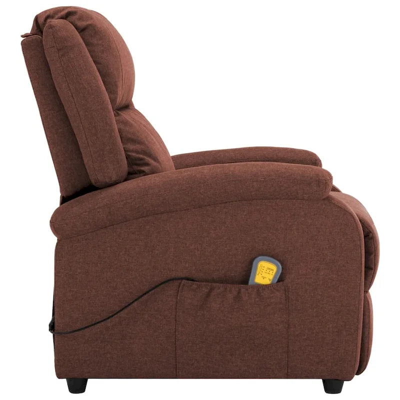 Poltrona reclinabile massaggiante in tessuto marrone, 71x92x96cm, poltrona relax