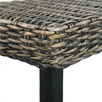 Panca Boho in rattan Kubu naturale da 110 cm e legno massello di mango, nera, panca accentuata per ingresso e camera da letto