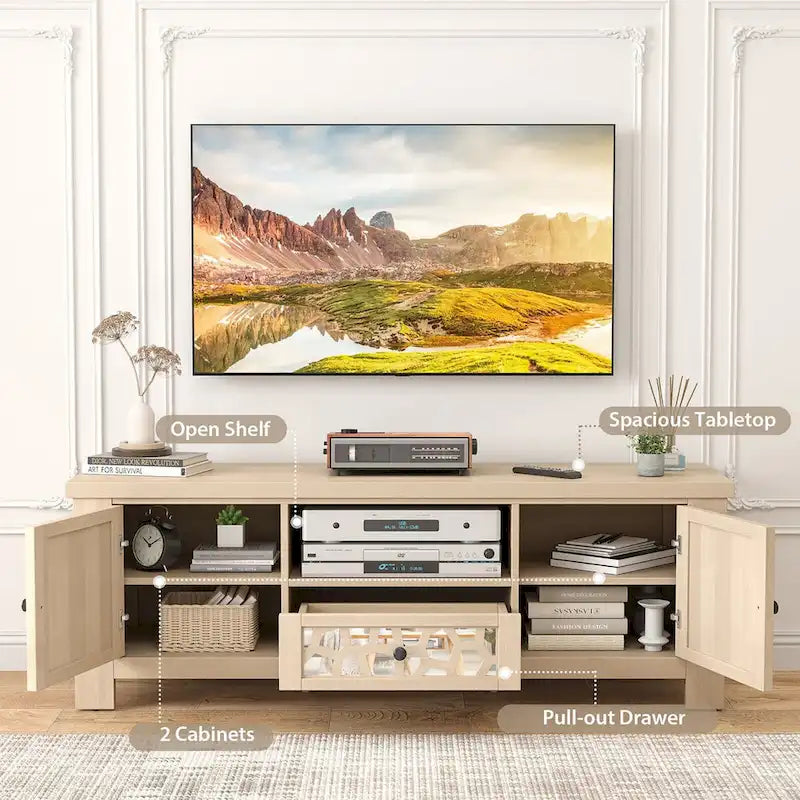 Mobile porta TV retrò da 55", centro multimediale, ante a specchio, armadietto contenitore per TV fino a 60"