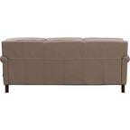 Divano e poltrona in pelle pieno fiore, cuscini con molle insacchettate, imbottitura in piuma, struttura in legno essiccato in forno, 213 cm larghezza