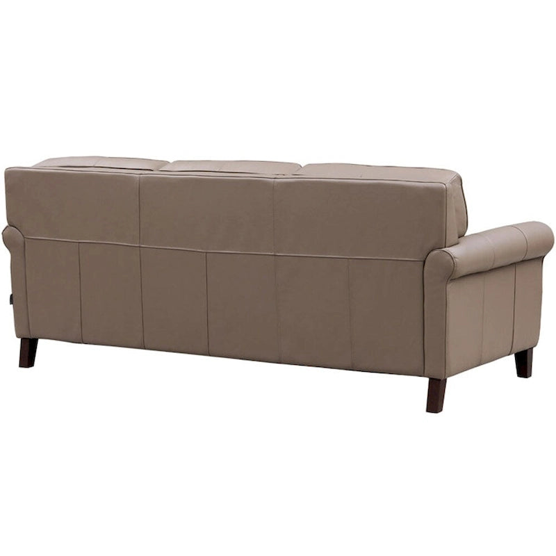 Divano e poltrona in pelle pieno fiore, cuscini con molle insacchettate, imbottitura in piuma, struttura in legno essiccato in forno, 213 cm larghezza