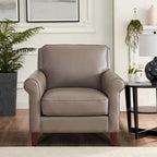 Divano e poltrona in pelle pieno fiore, cuscini con molle insacchettate, imbottitura in piuma, struttura in legno essiccato in forno, 213 cm larghezza