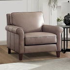 Divano e poltrona in pelle pieno fiore, cuscini con molle insacchettate, imbottitura in piuma, struttura in legno essiccato in forno, 213 cm larghezza