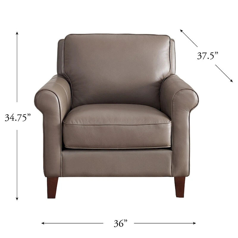 Divano e poltrona in pelle pieno fiore, cuscini con molle insacchettate, imbottitura in piuma, struttura in legno essiccato in forno, 213 cm larghezza