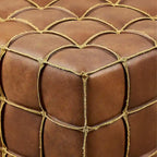 Pouf ottomano quadrato in pelle pieno fiore, poggiapiedi e seduta extra, accento moderno per soggiorno