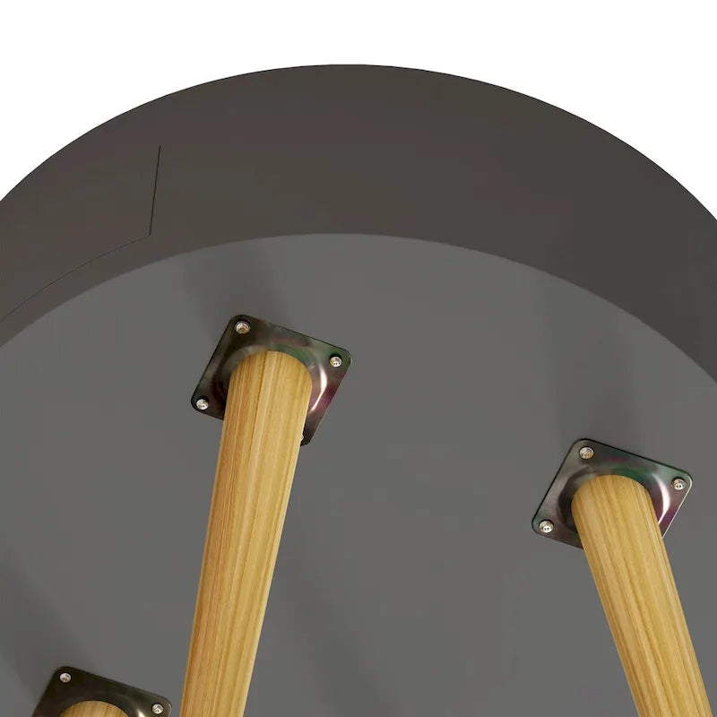 Tavolino Moderno con Cassetto, Tavolino da Comodino, Tavolino da Divano, Gambe in Rovere, Adatto per Soggiorno e Camera da Letto, Grigio