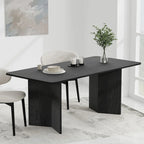 Tavolo da Pranzo Moderno 170 cm, Piano in Rovere, Base a Doppio Piedistallo, 6 Posti, Stile Contemporaneo