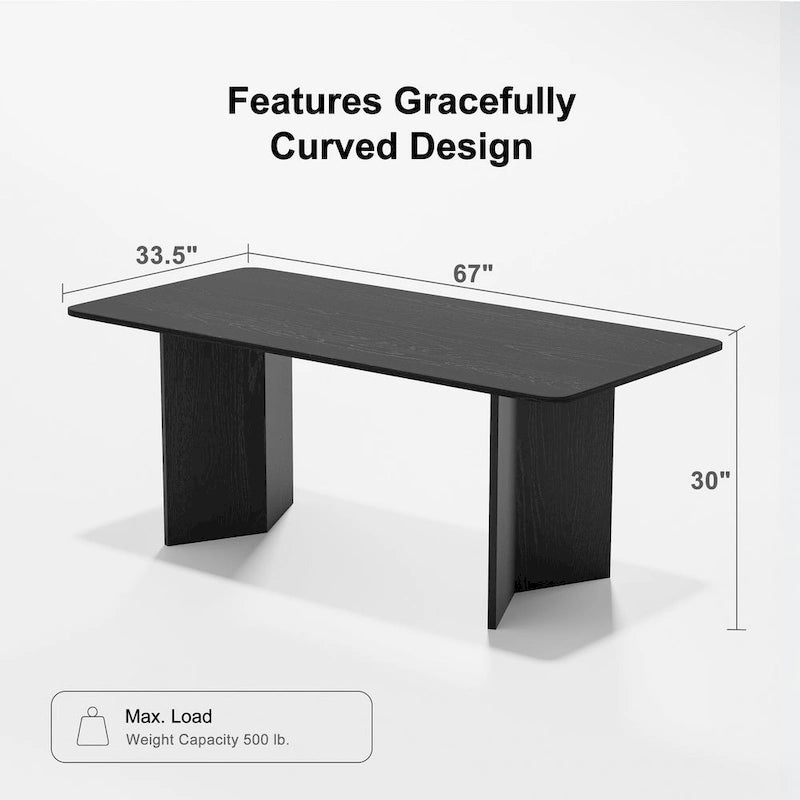 Tavolo da Pranzo Moderno 170 cm, Piano in Rovere, Base a Doppio Piedistallo, 6 Posti, Stile Contemporaneo