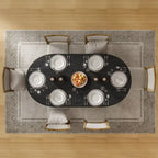 Tavolo da Pranzo Moderno 170 cm, Piano in Rovere, Base a Doppio Piedistallo, 6 Posti, Stile Contemporaneo