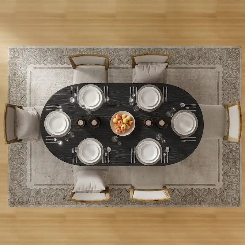 Tavolo da Pranzo Moderno 170 cm, Piano in Rovere, Base a Doppio Piedistallo, 6 Posti, Stile Contemporaneo