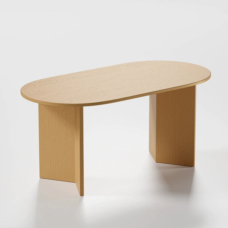 Tavolo da Pranzo Moderno 170 cm, Piano in Rovere, Base a Doppio Piedistallo, 6 Posti, Stile Contemporaneo
