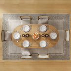 Tavolo da Pranzo Moderno 170 cm, Piano in Rovere, Base a Doppio Piedistallo, 6 Posti, Stile Contemporaneo