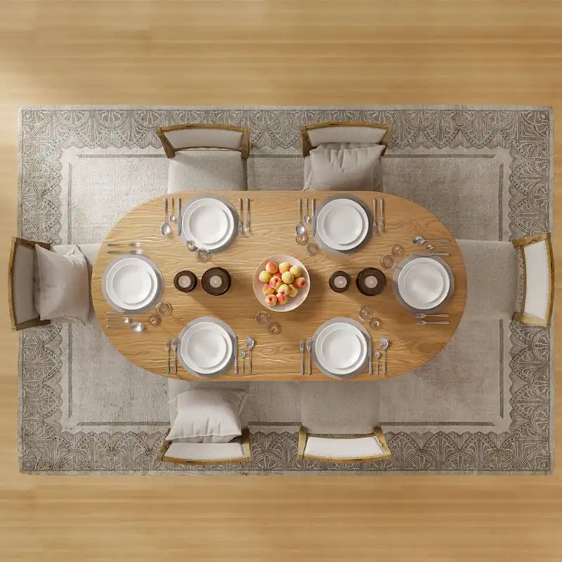 Tavolo da Pranzo Moderno 170 cm, Piano in Rovere, Base a Doppio Piedistallo, 6 Posti, Stile Contemporaneo