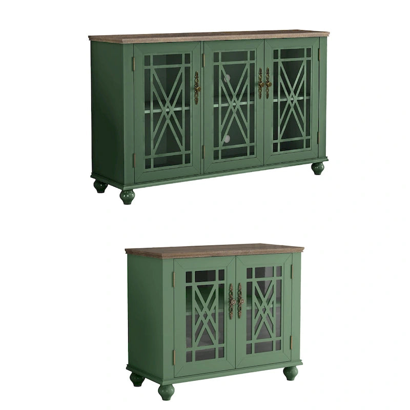 Set buffet credenza contenitore floreale da 2 pezzi - Larghezza 55 e 38 pollici