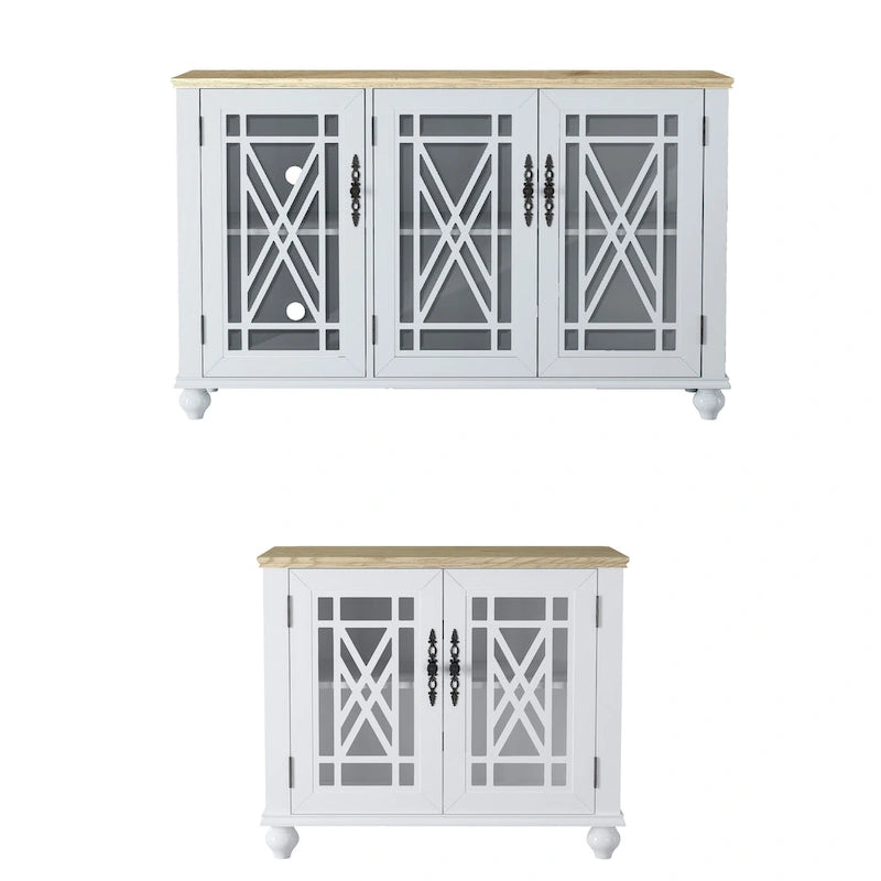 Set buffet credenza contenitore floreale da 2 pezzi - Larghezza 55 e 38 pollici