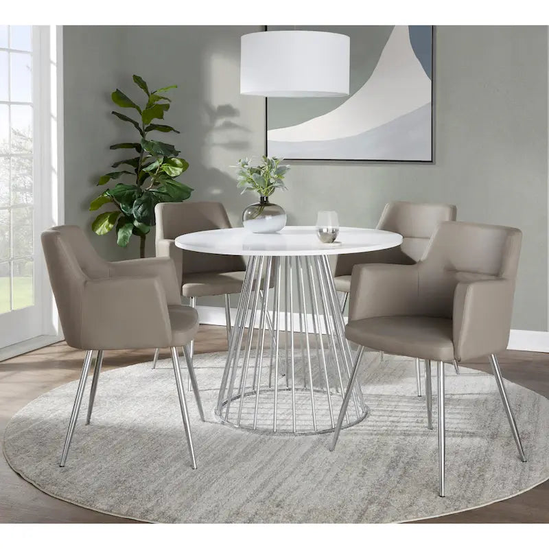 Tavolo da pranzo rotondo con base a piedistallo, stile Mid-Century Modern, 4 posti a sedere