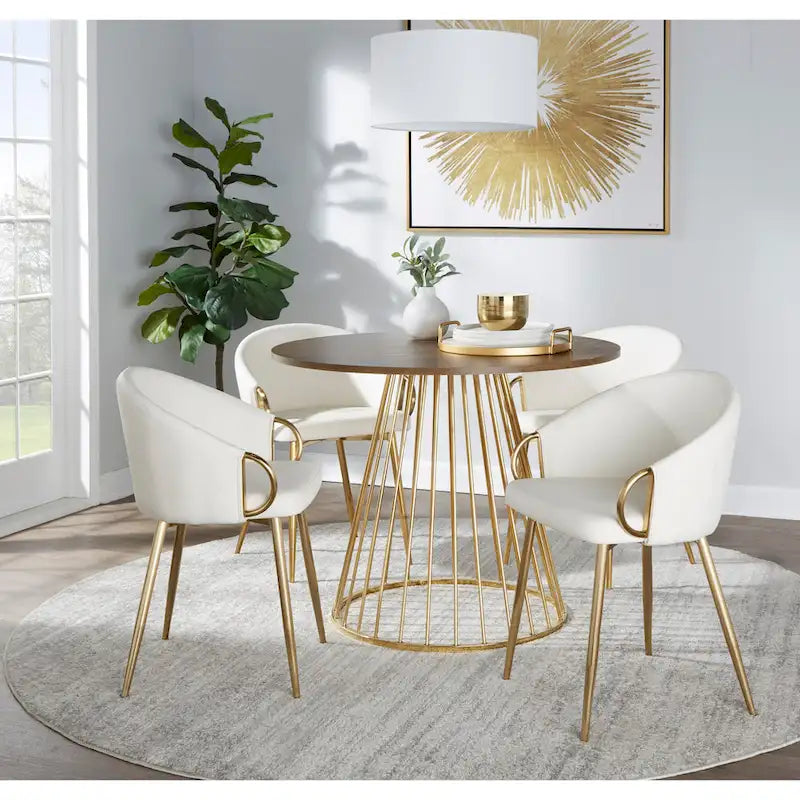 Tavolo da pranzo rotondo con base a piedistallo, stile Mid-Century Modern, 4 posti a sedere