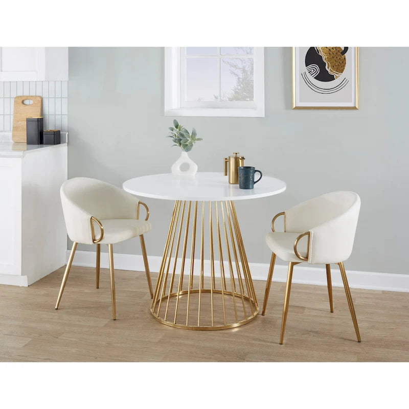 Tavolo da pranzo rotondo con base a piedistallo, stile Mid-Century Modern, 4 posti a sedere