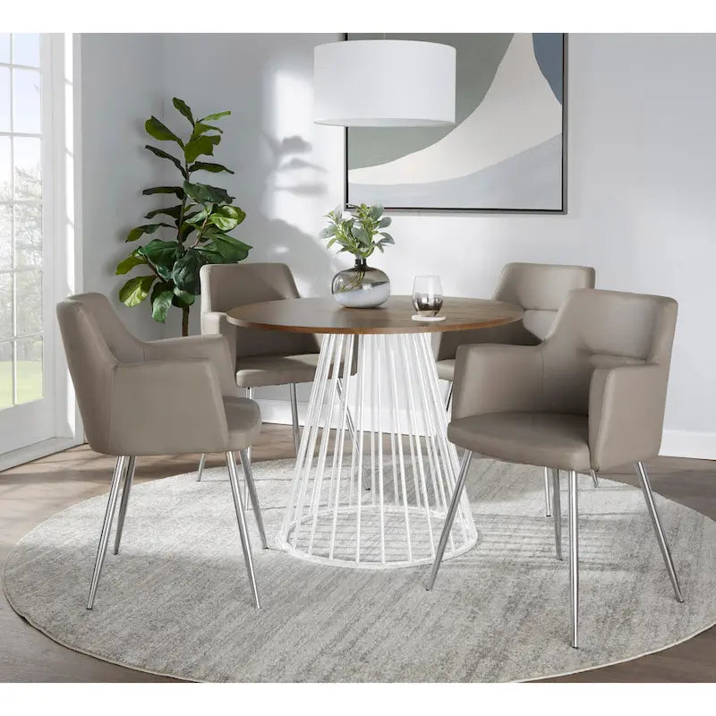 Tavolo da pranzo rotondo con base a piedistallo, stile Mid-Century Modern, 4 posti a sedere