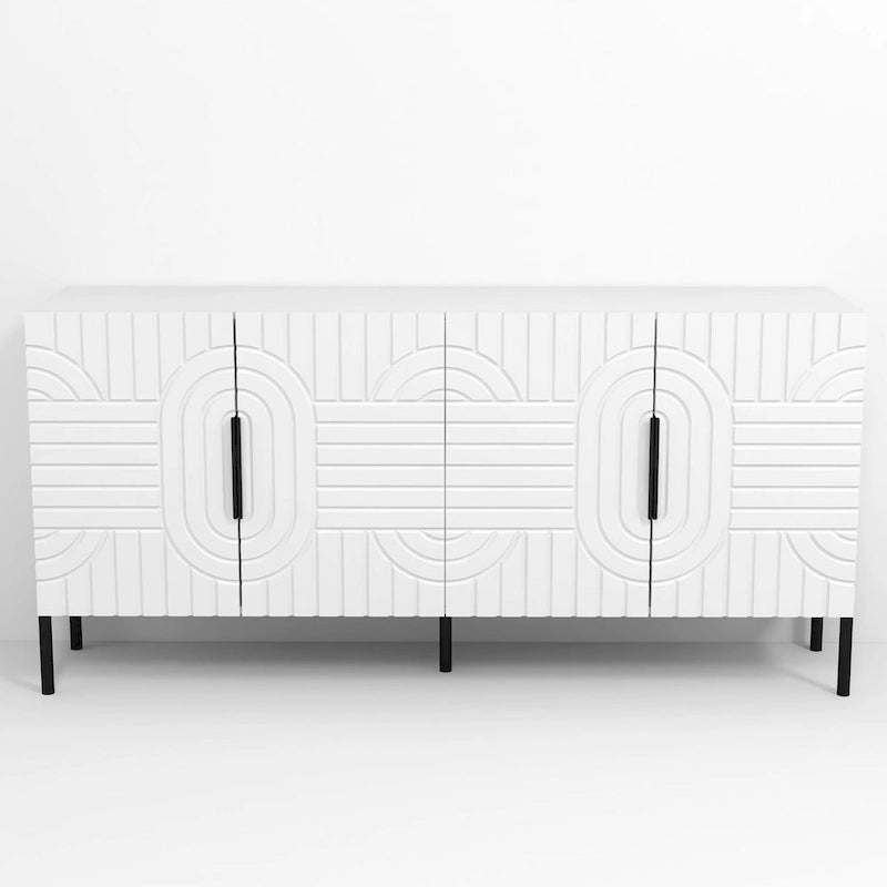 Chic Eleganza 63 Mobile Buffet Credenza di Accento in Stile Europeo, Bianco - 63 pollici di Larghezza