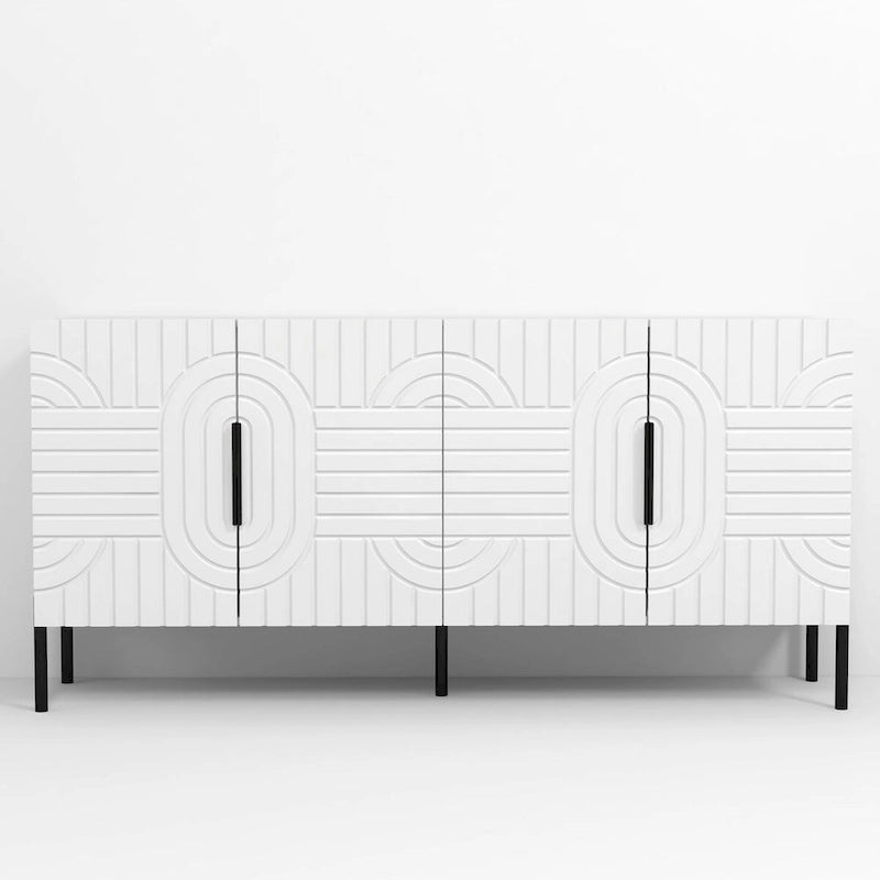 Chic Eleganza 63 Mobile Buffet Credenza di Accento in Stile Europeo, Bianco - 63 pollici di Larghezza