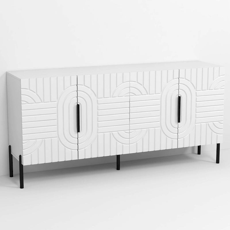 Chic Eleganza 63 Mobile Buffet Credenza di Accento in Stile Europeo, Bianco - 63 pollici di Larghezza