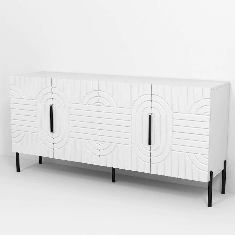 Chic Eleganza 63 Mobile Buffet Credenza di Accento in Stile Europeo, Bianco - 63 pollici di Larghezza