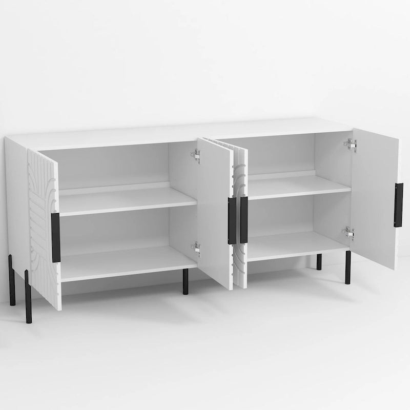 Chic Eleganza 63 Mobile Buffet Credenza di Accento in Stile Europeo, Bianco - 63 pollici di Larghezza