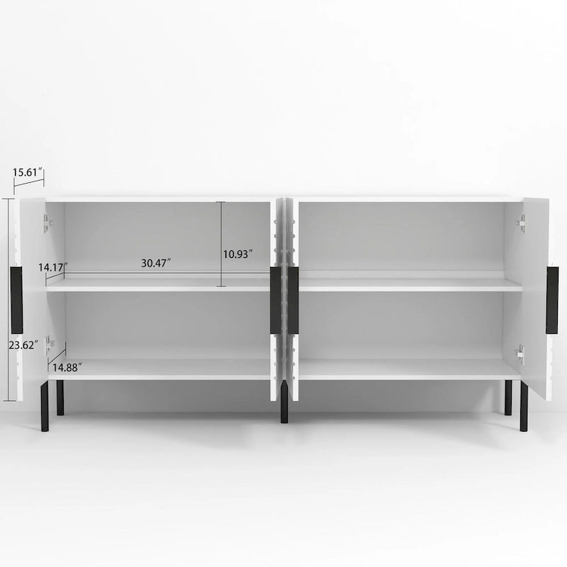 Chic Eleganza 63 Mobile Buffet Credenza di Accento in Stile Europeo, Bianco - 63 pollici di Larghezza
