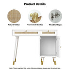 Scrivania per computer con 2 cassetti, scrivania moderna in rattan per ufficio con classificatore