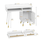Scrivania per computer con 2 cassetti, scrivania moderna in rattan per ufficio con classificatore