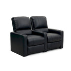 Fila da 2 Poltrone Reclinabili Manuali in Pelle per Home Theater, Imbottitura Felpata, Supporto Lombare, Schienale da 106 cm, Chaise Longue da 172 cm