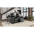 Fila da 2 Poltrone Reclinabili Manuali in Pelle per Home Theater, Imbottitura Felpata, Supporto Lombare, Schienale da 106 cm, Chaise Longue da 172 cm