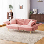 Divano Letto Futon Convertibile, Rivestimento Trapuntato con Bottoni, Bracciolo Pieghevole, Divano Letto per Piccoli Spazi