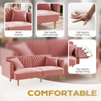 Divano Letto Futon Convertibile, Rivestimento Trapuntato con Bottoni, Bracciolo Pieghevole, Divano Letto per Piccoli Spazi