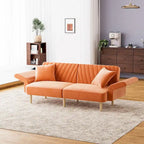 Divano Letto Futon Convertibile, Rivestimento Trapuntato con Bottoni, Bracciolo Pieghevole, Divano Letto per Piccoli Spazi