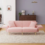 Divano Letto Futon Convertibile, Rivestimento Trapuntato con Bottoni, Bracciolo Pieghevole, Divano Letto per Piccoli Spazi