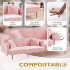 Divano Letto Futon Convertibile, Rivestimento Trapuntato con Bottoni, Bracciolo Pieghevole, Divano Letto per Piccoli Spazi