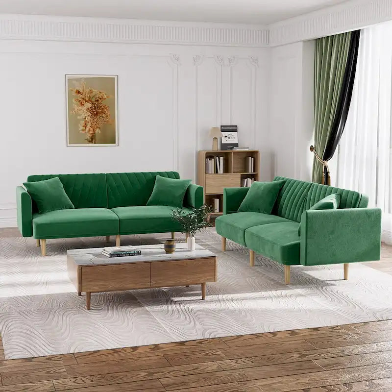 Divano Letto Futon Convertibile, Rivestimento Trapuntato con Bottoni, Bracciolo Pieghevole, Divano Letto per Piccoli Spazi